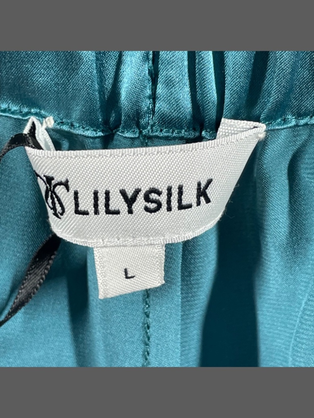 NEW Lily Silk Pants Womens Large blue mulberry silk wide leg pull on casual - Picture 4 of 11